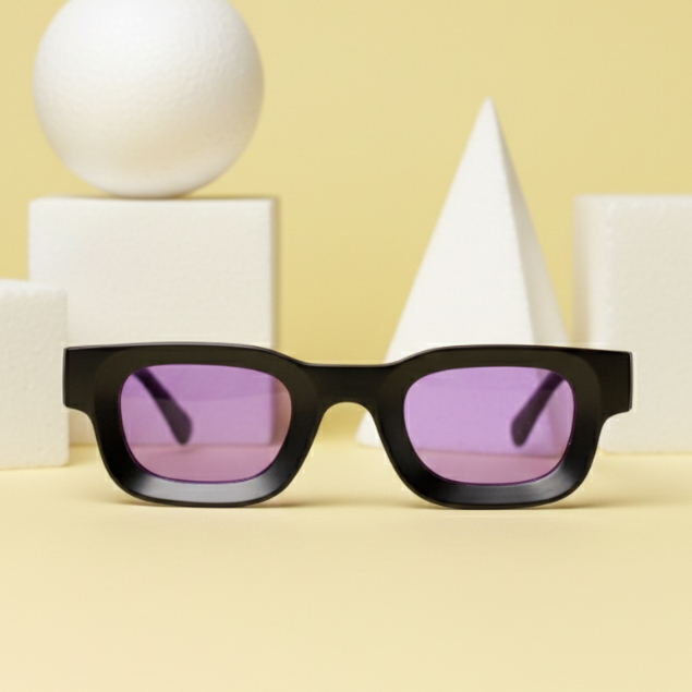 KALA Eyewear - RICHARD Series - Frame hitam doff / Lensa ungu | Kacamata Hitam Frame Bahan Tebal Pri
