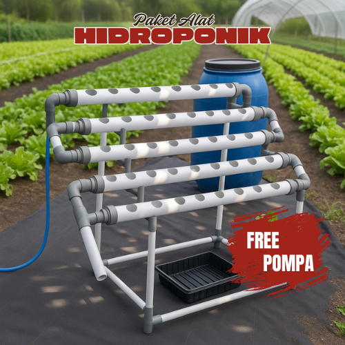 Paket Instalasi Hidroponik DFT 2 Inch Lengkap + Rangka Siap Pasang