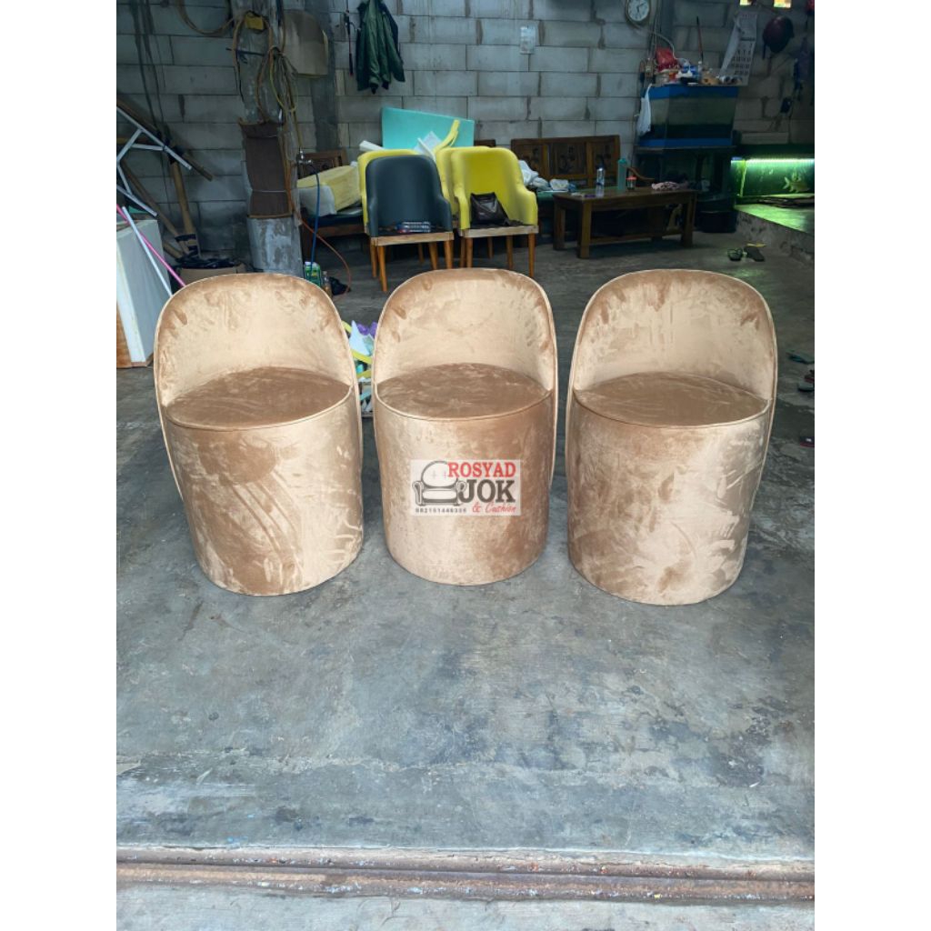 stool sandaran bulat/stool teras bulat/sofa stool bulat