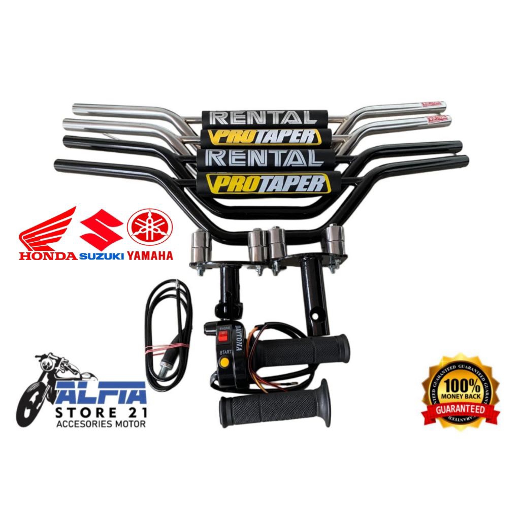 PAKET HEMAT COD stang trail dan dudukan adaptor+gas spontan 2 tombol dan non tombol untuk motor hond