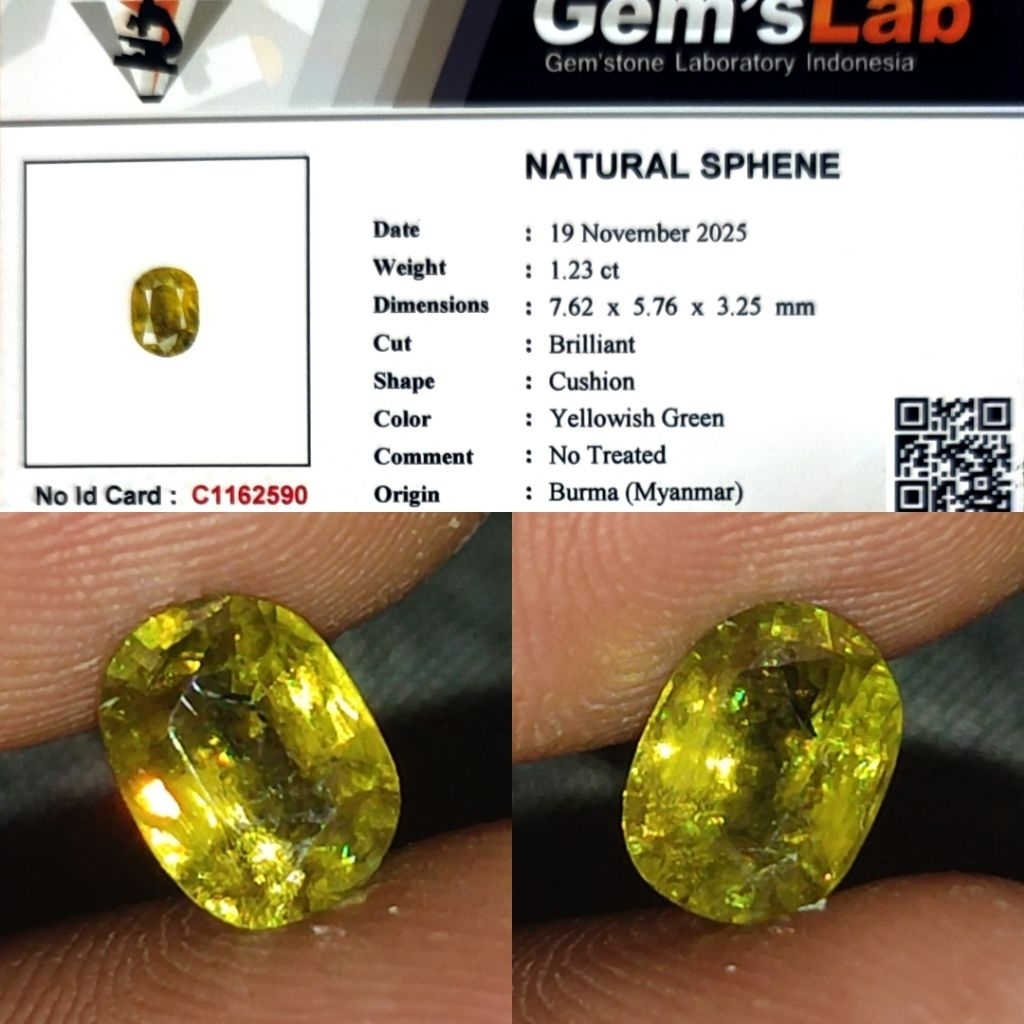 Natural Rainbow Sphene Burma No Treatment 1.2ct GLI Material Crystall Nice Rainbow Luster