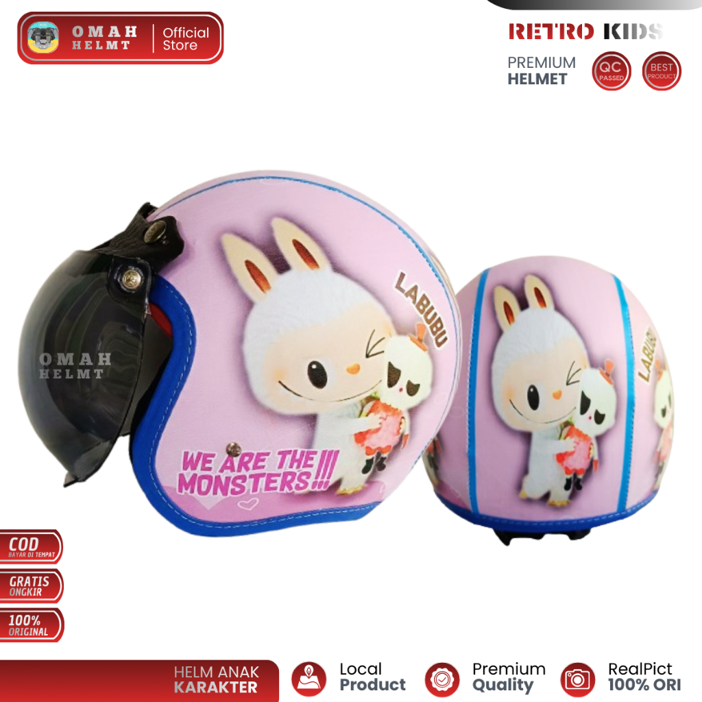 helm anak bogo karakter KUROMI/ helm motor anak untuk usia 2-6 tahun