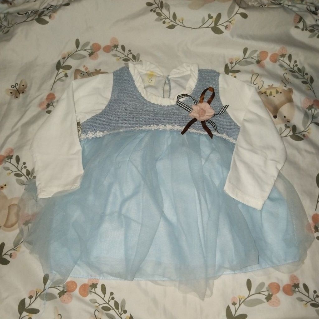 (PL) INCESBABY DRESS GAUN BAJU ANAK BAYI PEREMPUAN 6-12 BULAN