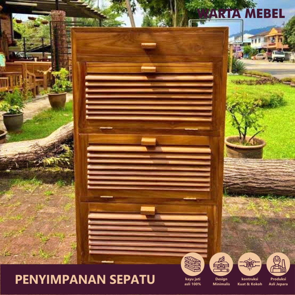 Rak Sepatu Minimalis Rak Sepatu Kayu Jati Lemari Sepatu Kayu Jati
