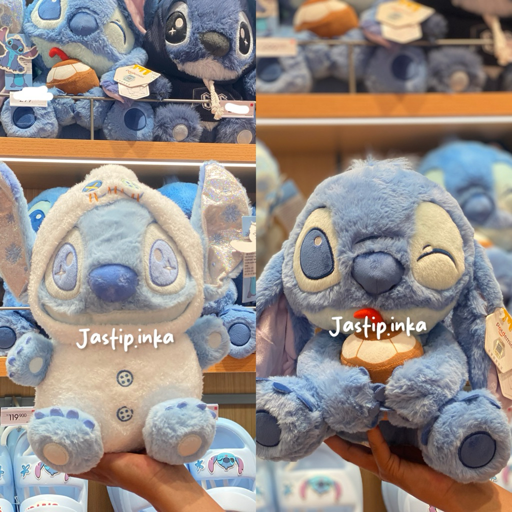 Miniso x stitch - small plush winter stitch & small plush coconut/ boneka stitch winter & boneka sti