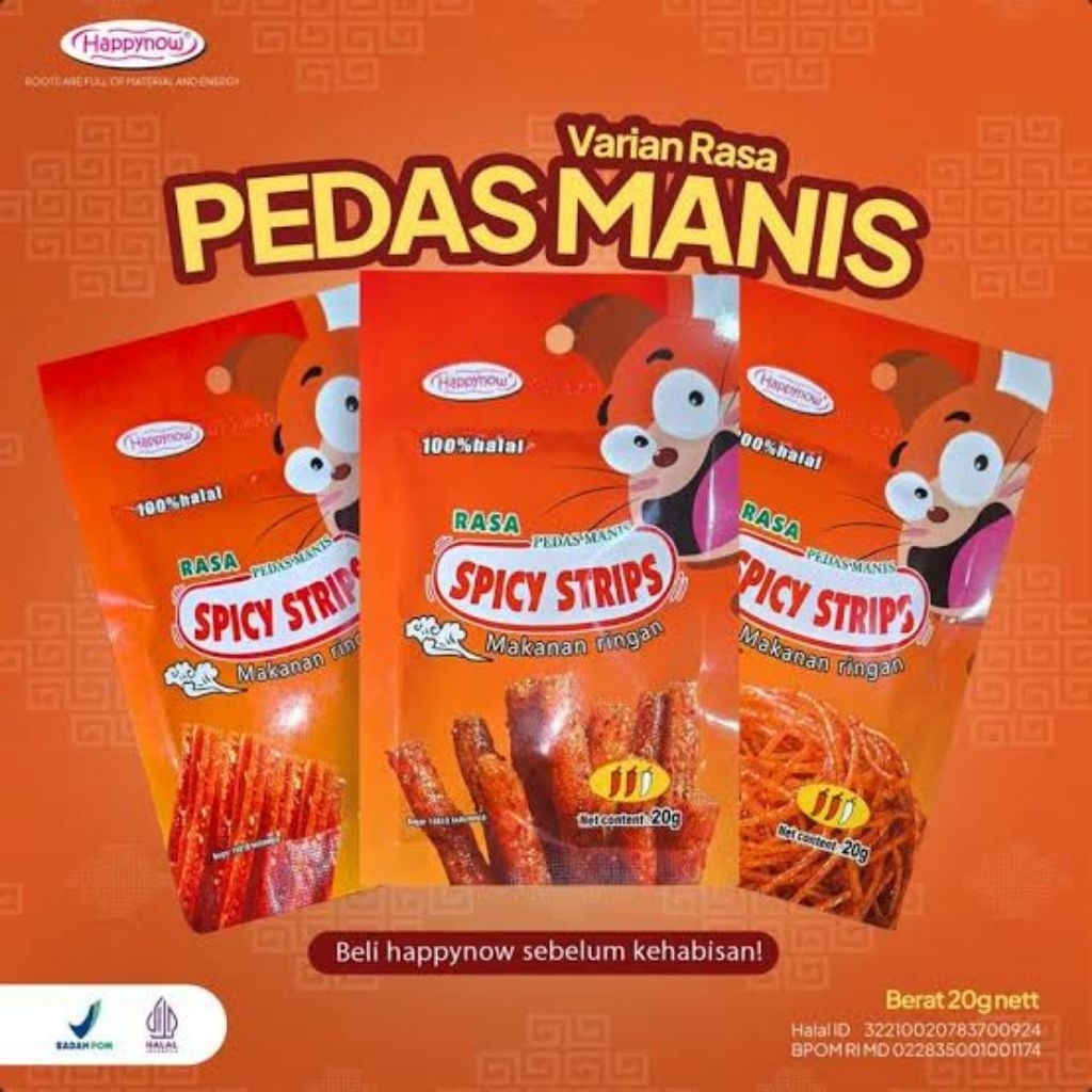 Latiao Spicy Strips Pedas Manis 20gr x 20 Bungkus - Happynow Makanan Ringan Snack
