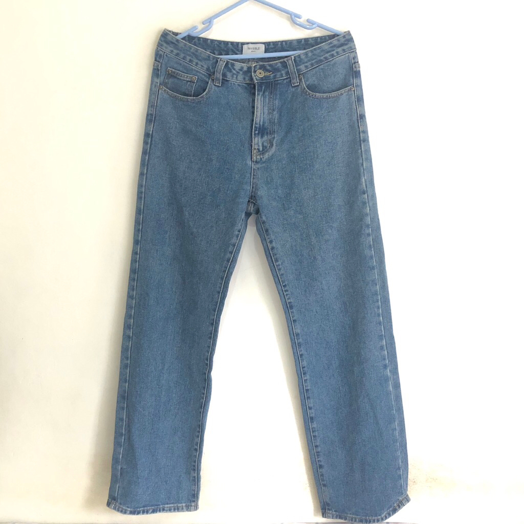 invisible denim pants light blue jeans