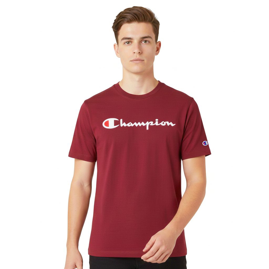 BAJU KAOS PRIA  C H A M P I O N  T-SHIRT RED MAROON NEW BNIB ORIGINAL
