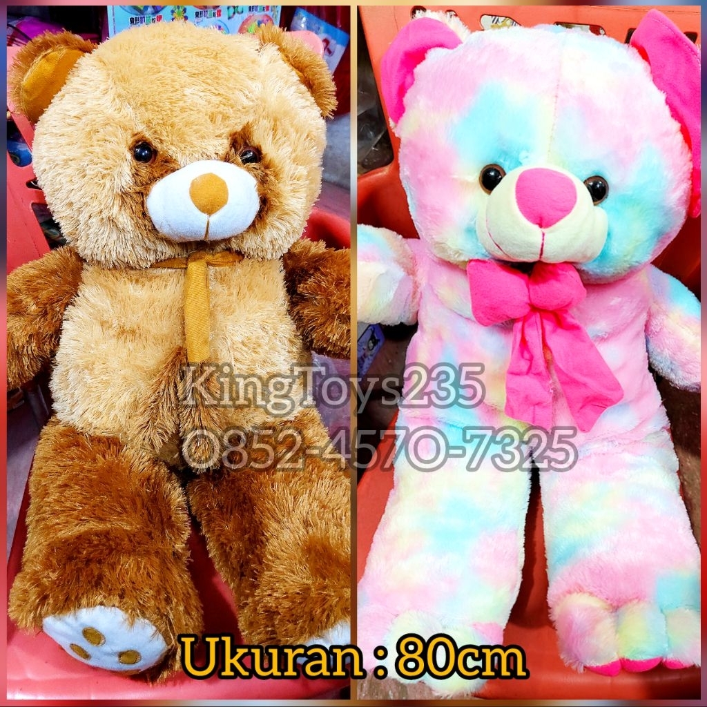 Boneka Anak Beruang Panda Jumbo +-80cm Bulu Halus Lembut Besar Tebal Hitam Putih Pink Rainbow Milo C