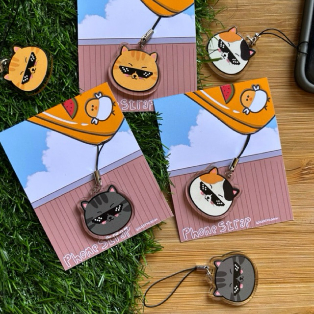 Phonestrap | Gantungan handphone Kucing lucu thugh meme by watermiaow