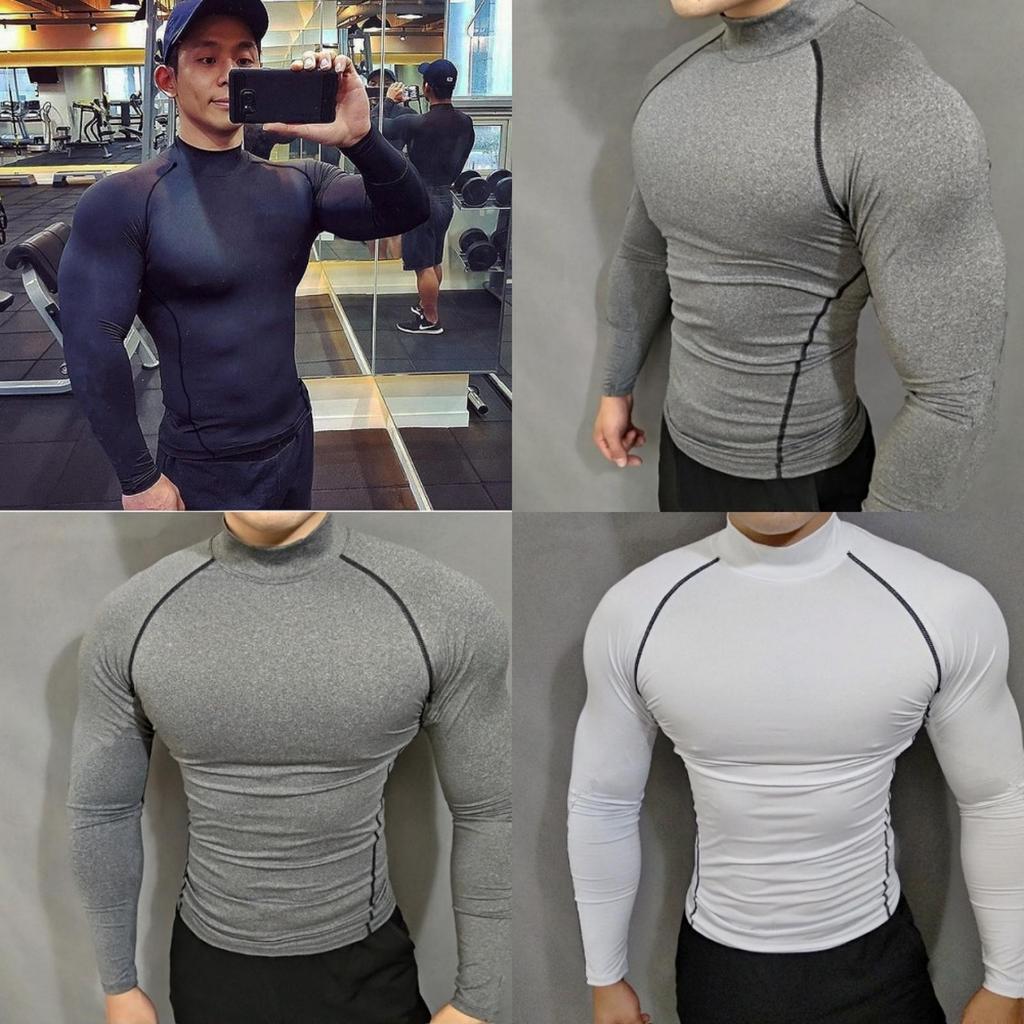KAOS PRIA POLOS LENGAN PANJANG GYM FITNESS SPORT WEAR OLAHRAGA