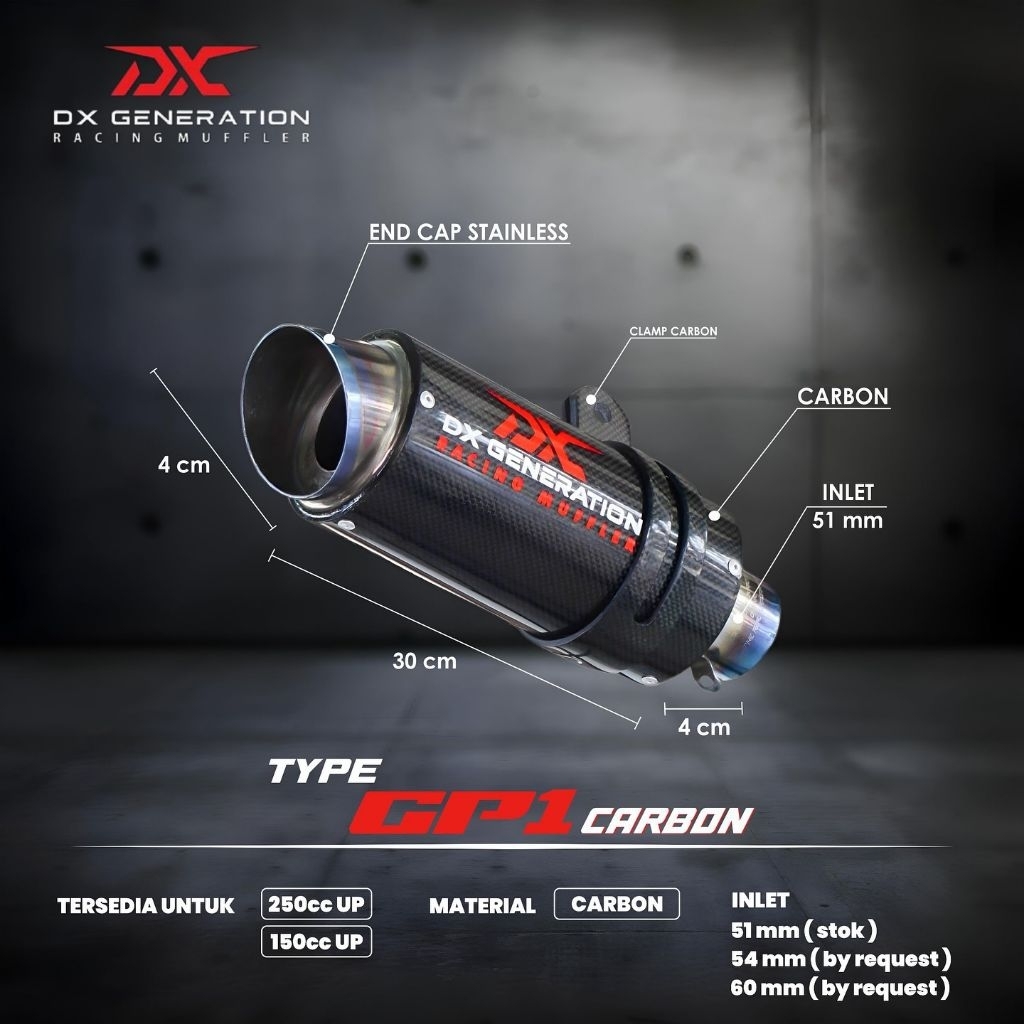 Knalpot ORIGINAL DX GP1 Carbon (FULL SYSTEM) R25, MT25, CBR 250R, CBR 250RR, Ninja 250 Karbu, Ninja 