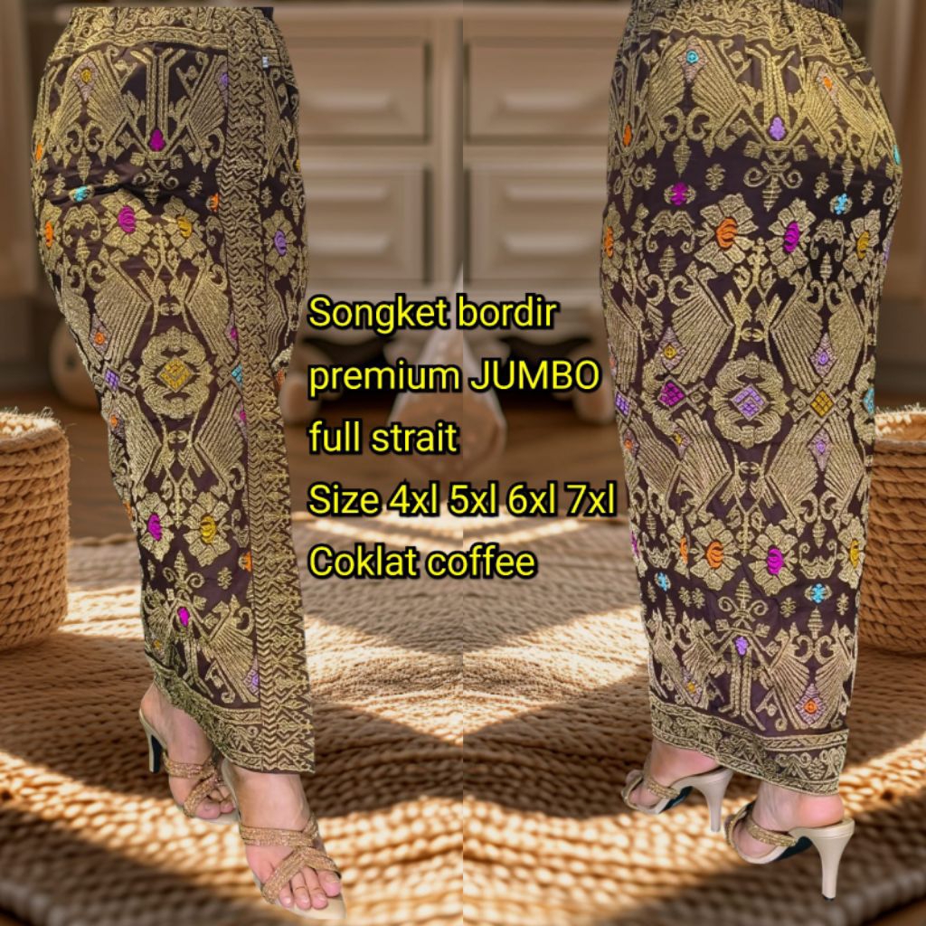 Kamen Jadi Songket Bordir Melar Ukuran Besar atau Size Jumbo Size 4XL 5XL 6XL dan 7XL Warna Warna Ca