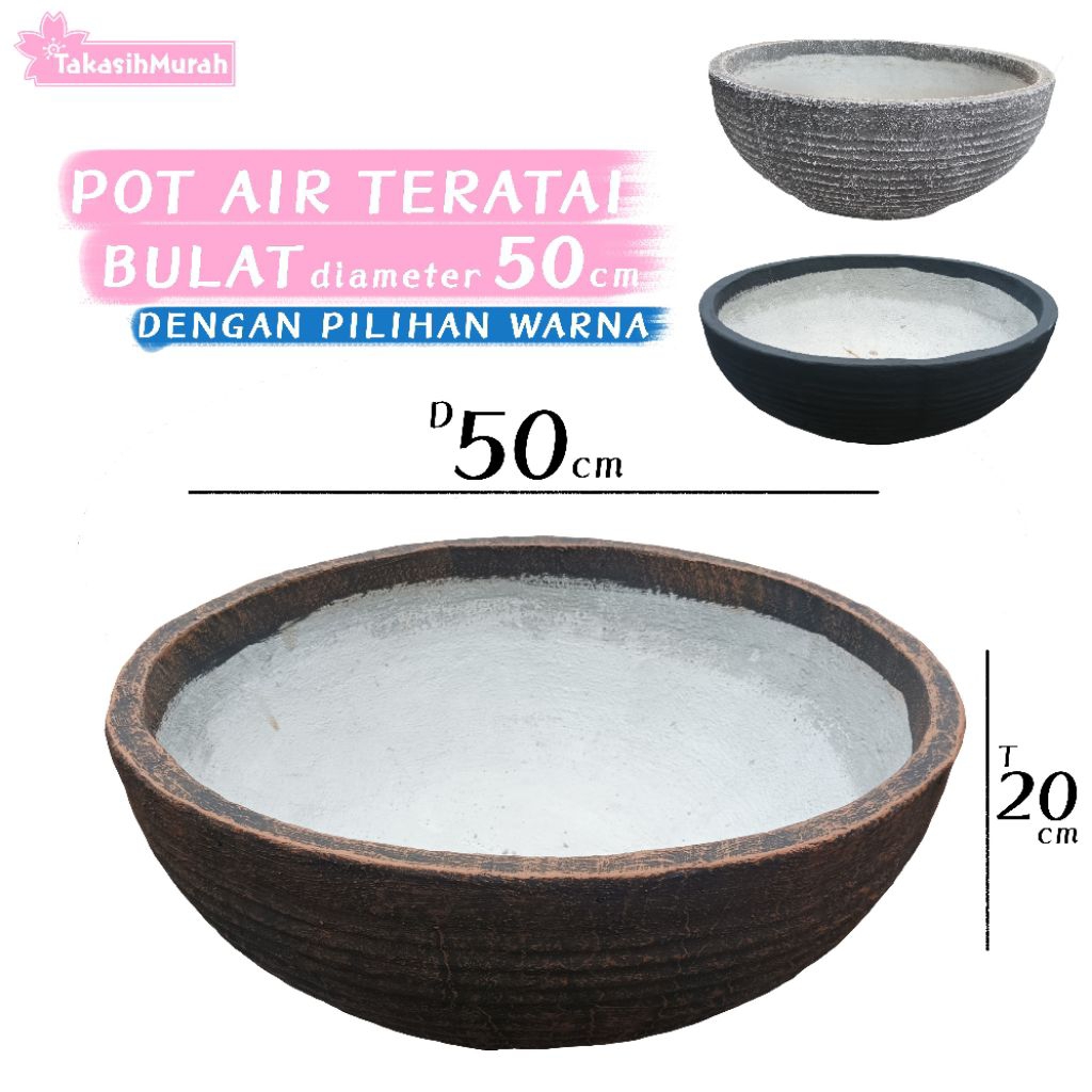 Pot Bulat Teratai Tanaman Air Diameter 50cm, Tinggi 20cm