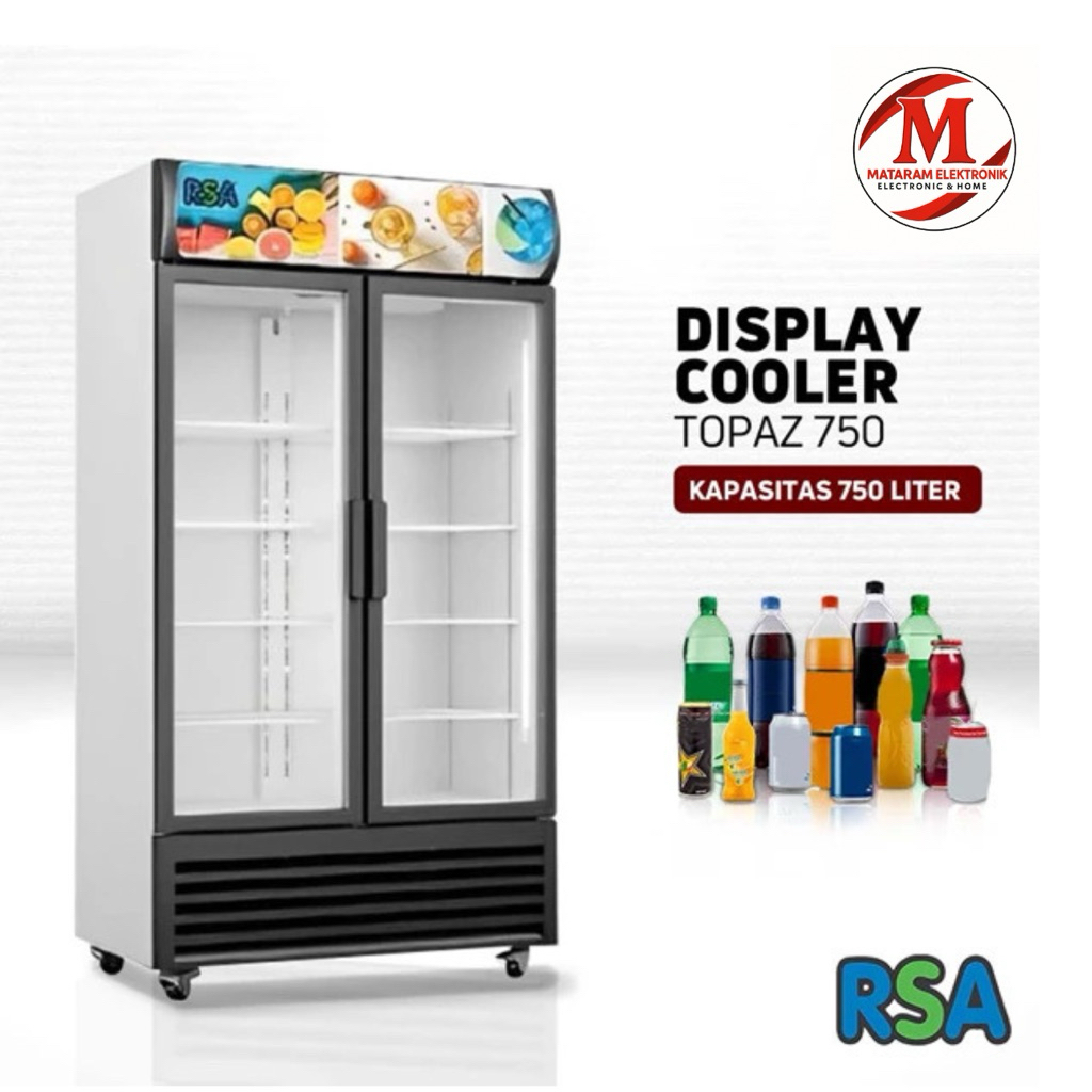 RSA TOPAZ-750IC Showcase 2 Pintu Display Cooler Lemari Kaca Pendingin Minuman Kapasitas 8 Rak - Kulk