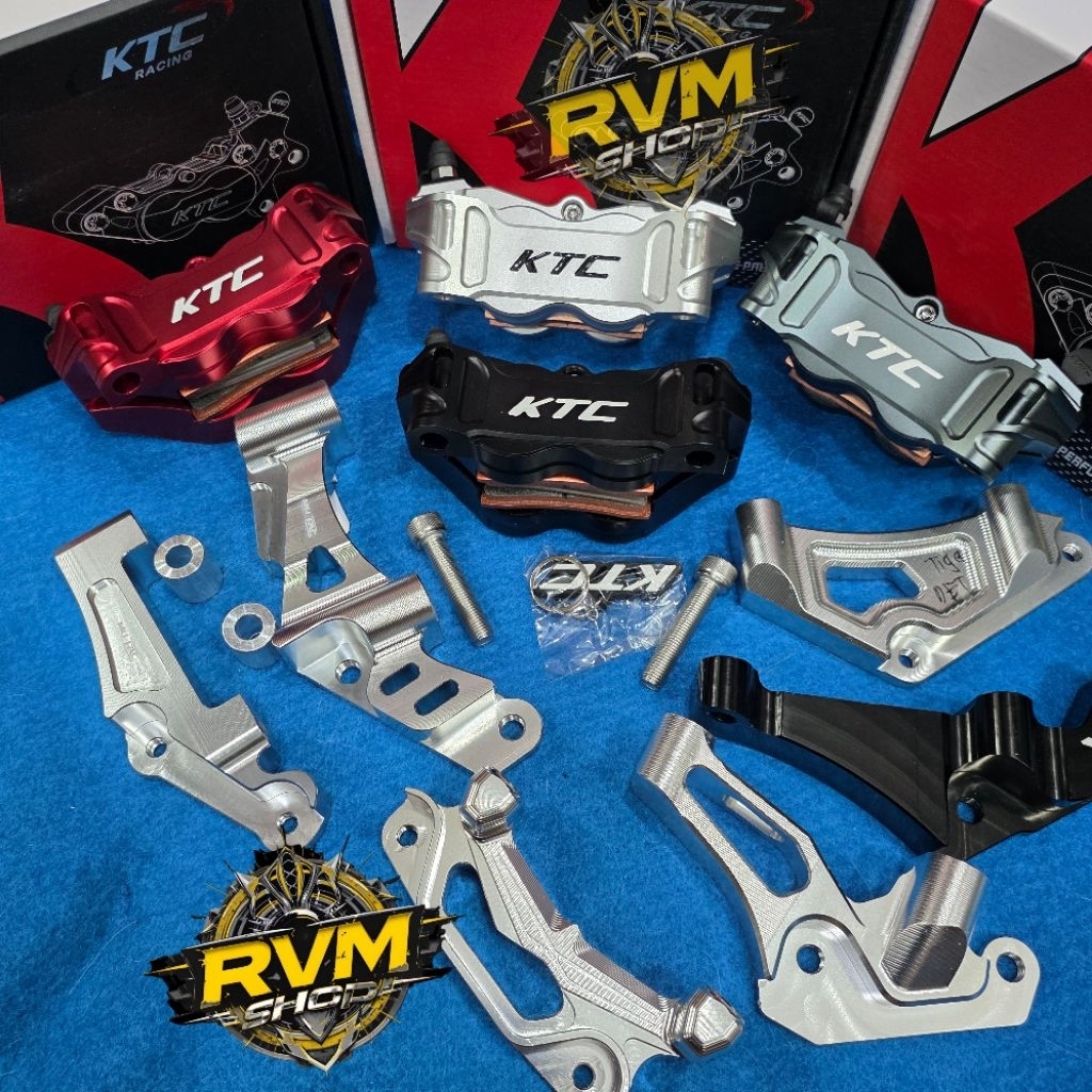 KALIPER DEPAN KTC RACEPRO GP1 4PISTON RADIAL MONOBLOK ORIGINAL PITCH 100+BREKET CNC XMAX 250 PCX 150