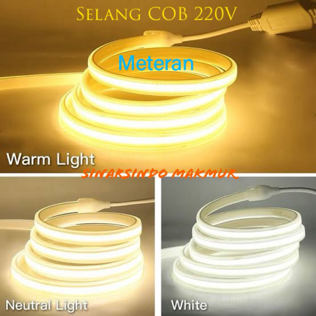 Lampu Selang LED Strip COB 220V Waterproof Potongan Per Meter