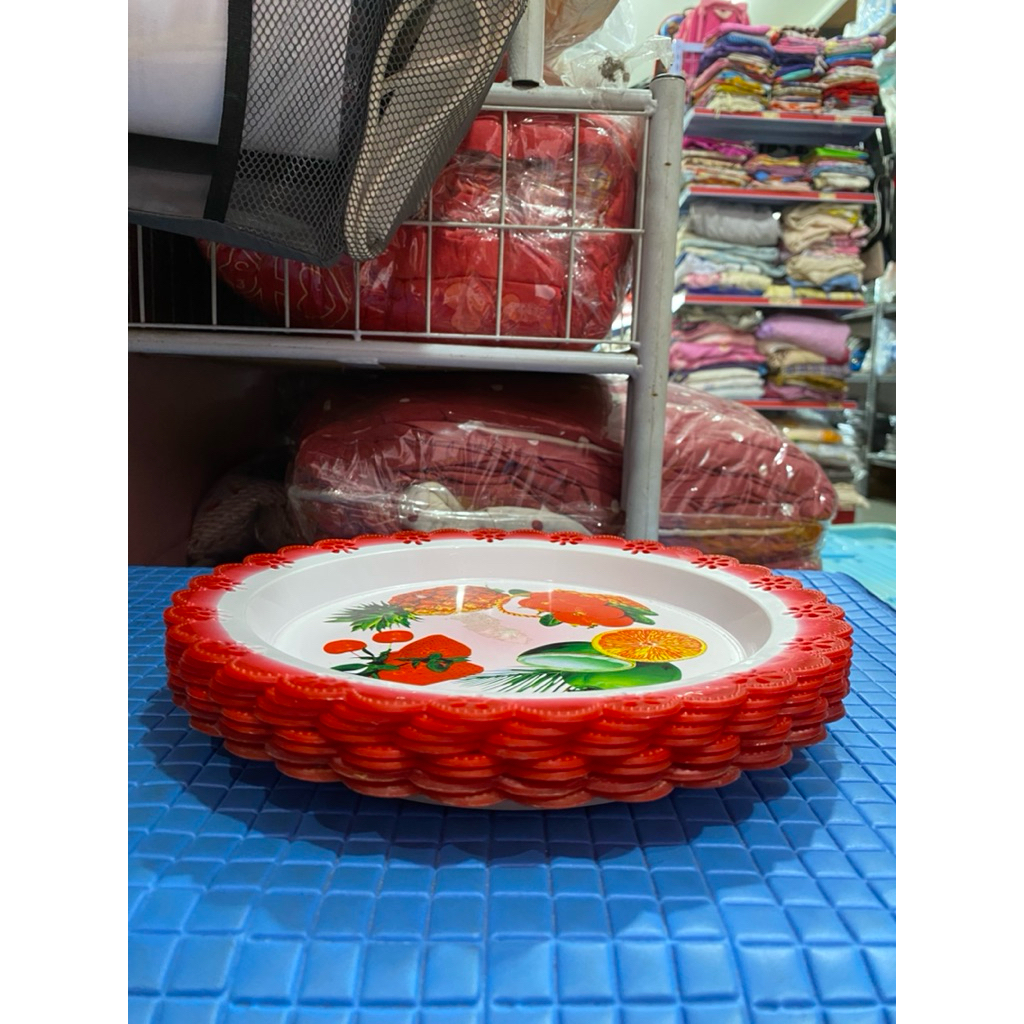 PL nampan bulat plastik warna merah diameter 25cm