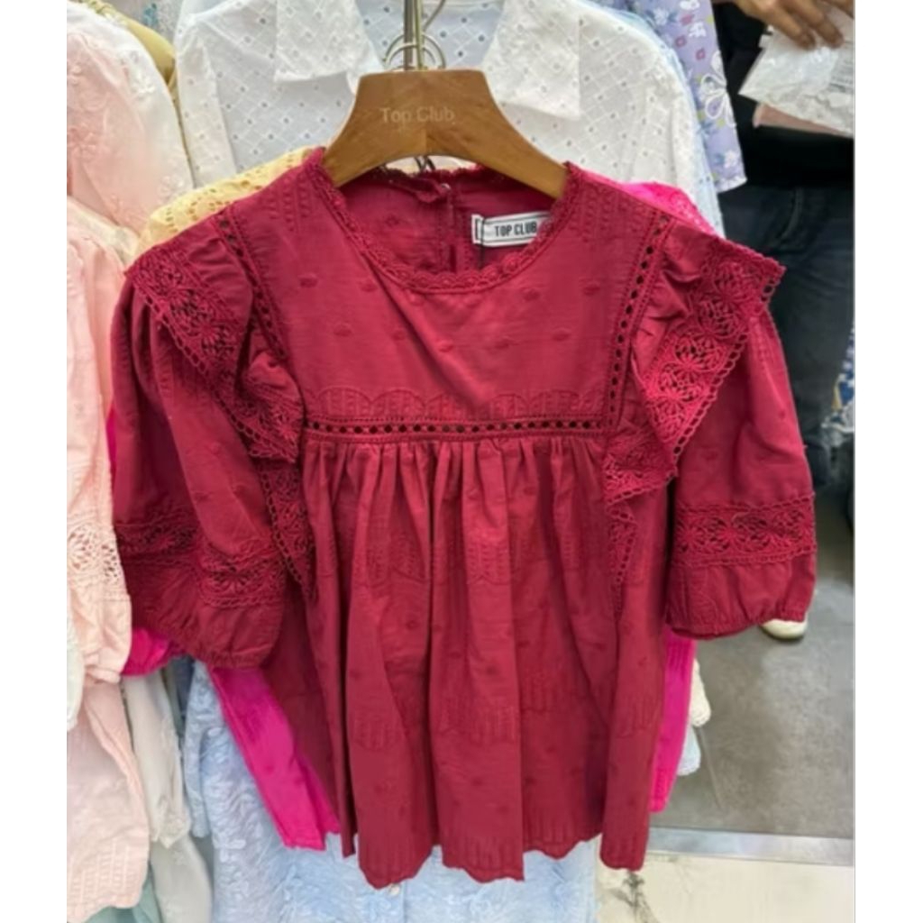 Atasan blouse katun bordir katbol babydoll wanita tangan pendek top club bangkok bkk natal