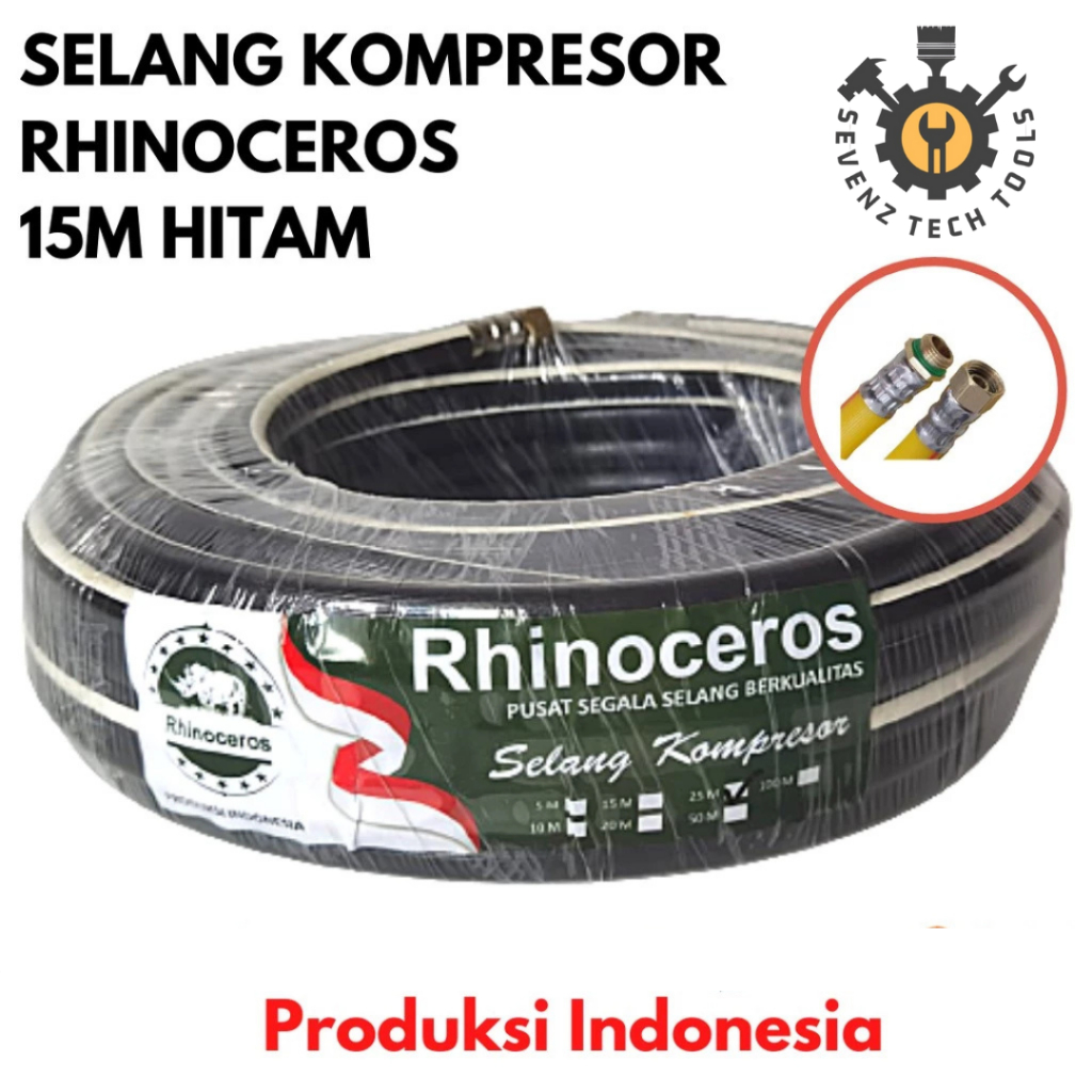Selang Kompresor Hitam RHINOCEROS 15M Selang Kompresor Angin Selang Kompresor Air Angin Tebal