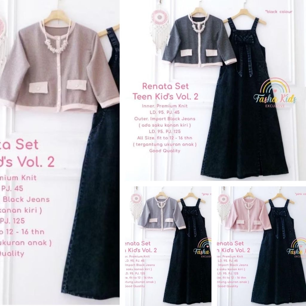 (( READY STOK NEW OUTFIT REMAJA)) RENATA // ZOYA // BRILY SET OVERAL KIDS BY AMELIA // BAJU ONE SET 