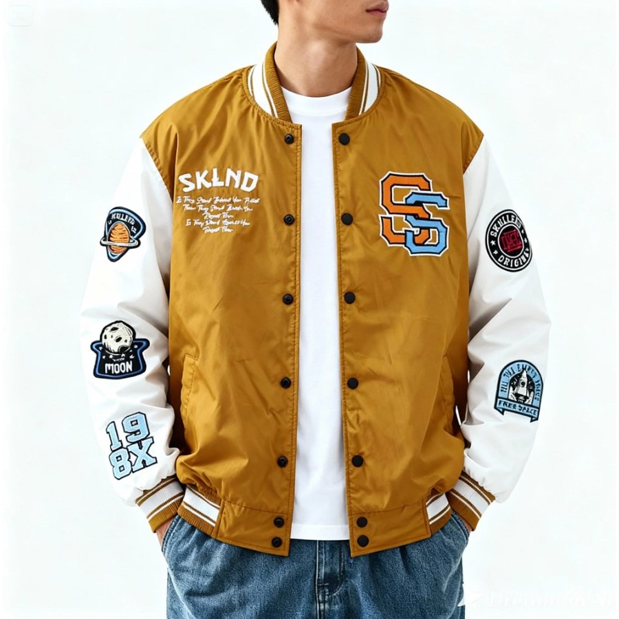 SKULLEND Jacket Varsity Bomber Baseball Terbaru Pria Wanita
