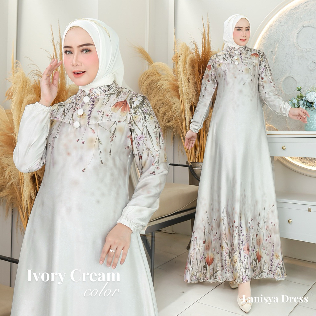 YR - Lanisya Dress Armani Silk / Gamis Armani Silk Printing / Gamis Silk Favorite