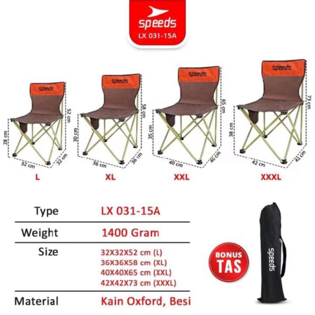 Live SPEEDY kursi lipat outdor portable,kursi camping [ folding chair/kursi lipat]