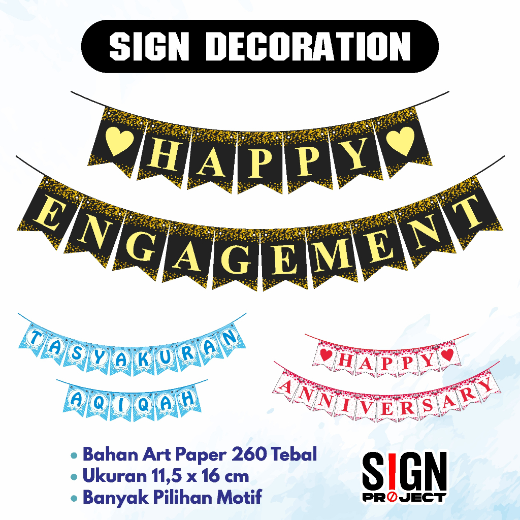 BUNTING FLAG ENGAGEMENT BANNER HAPPY ENGAGEMENT BUNTING FLAG TULISAN PENIKAHAN LAMARAN DEKORASI TUNA