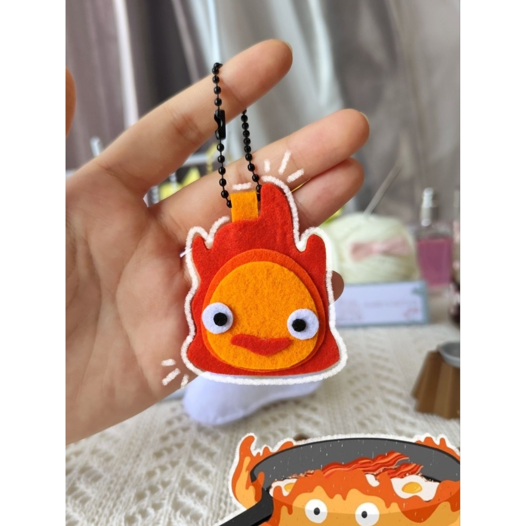 [PO] Calcifer Howl's Moving Castle Keychain | Studio Ghibli Calcifer HardFelt Keychain | Gantungan K