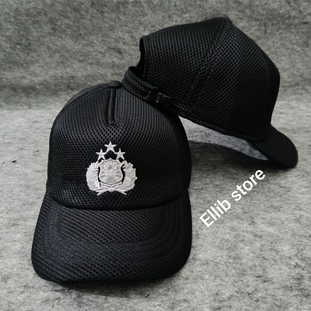 Topi Jaring Hitam Bintara Polri Premium / Topi Jaring Bintara Polri / Topi Bintara Polri
