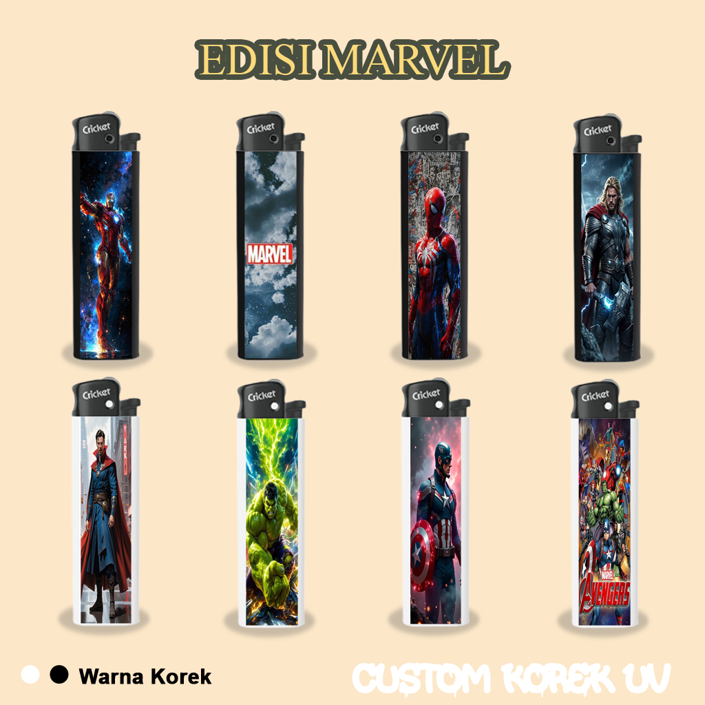 Marvel Korek Print UV Korek Cricket Print Uv Korek Cricket Custom Sticker Waterproof