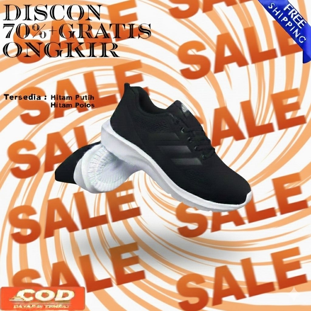 Sepatu Sekolah Hitam Putih - Hitam Polos Pria/Wanita Sepatu Kerja Sepatu Sneakers Casual Size 36-44 