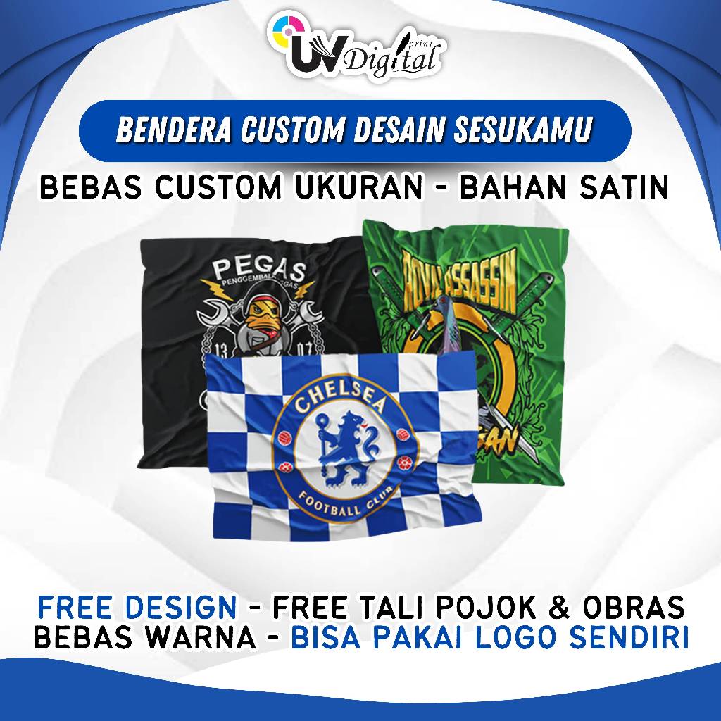 BENDERA CUSTOM BEBAS | CUSTOM FLAG | 1 HARI JADI | BAHAN KAIN SATIN