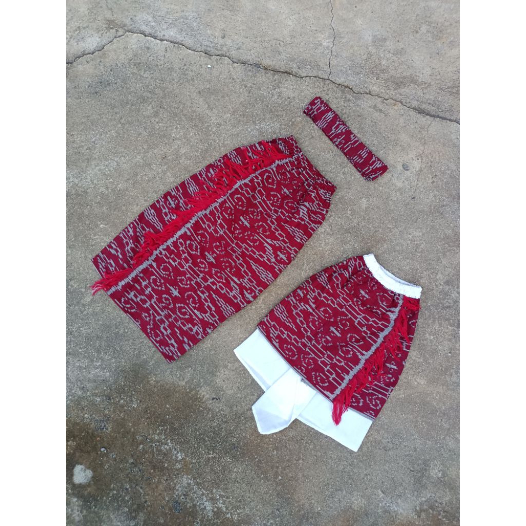 Ready set couple Kamen anak cowok dan cewek bahan kain tenun ikat blanket motif Nusantara