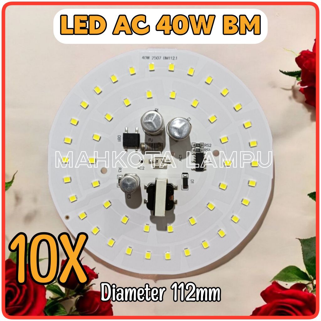 ( 10X ) PCB LAMPU LED 40W BM PUTIH D-112MM