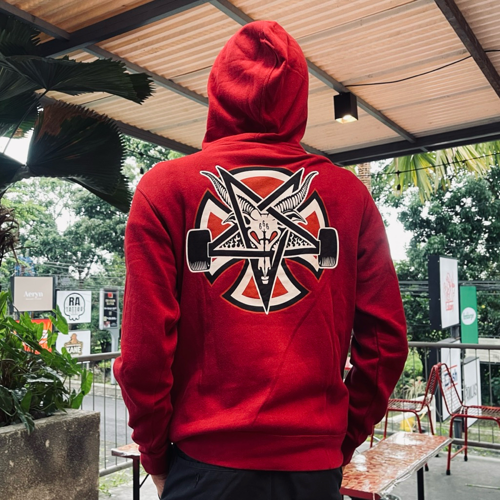 THRASHER INDEPENDENT PENTAGRAM PULLOVER HOODIE MAROON