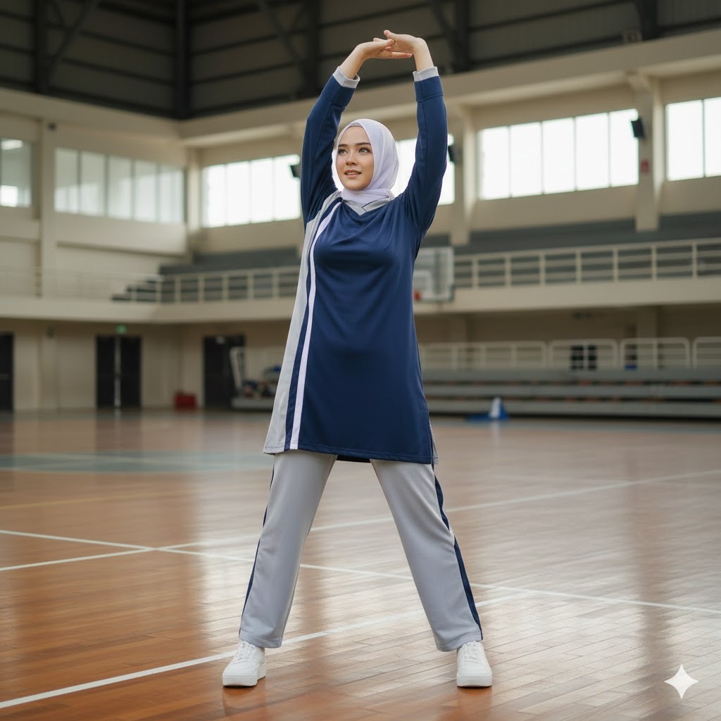 CLOTH SET Setelan Kaos Celana Olahraga Muslimah Training Senam Wanita Lengan Panjang Jumbo Big Size 