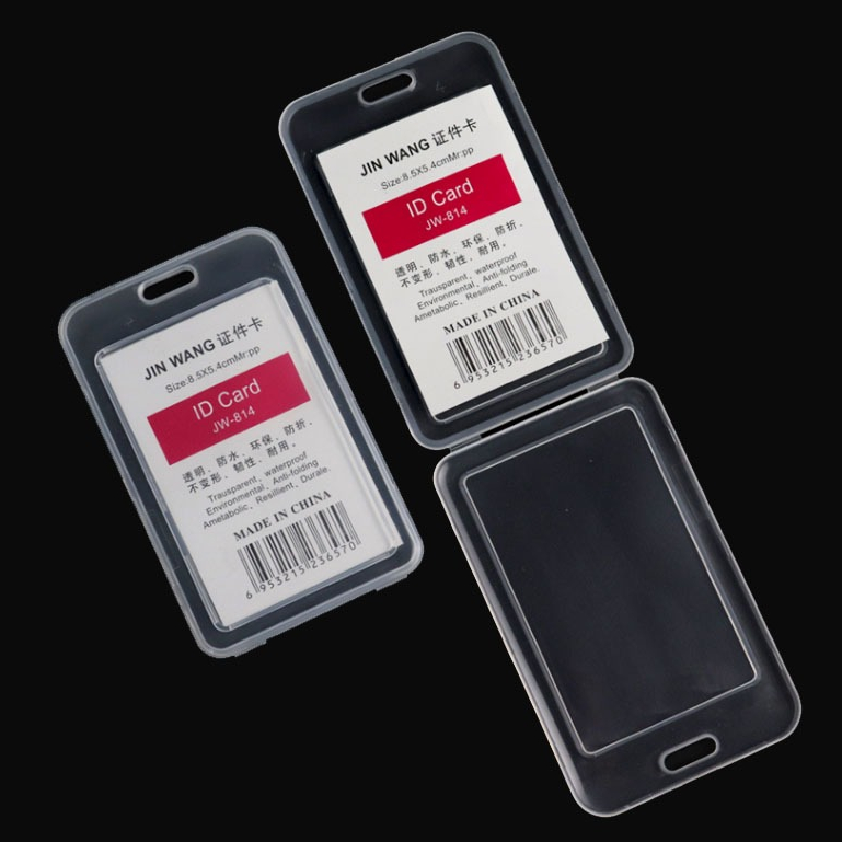 Id Card Holder Bening Kotak Cover Kartu Id Card JINWANG 2 sisi Casing Holder Name Tag Transparant