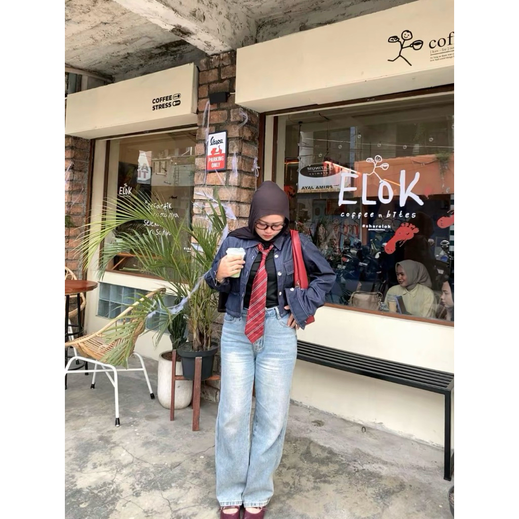 jeans highwaist retro lurus korea