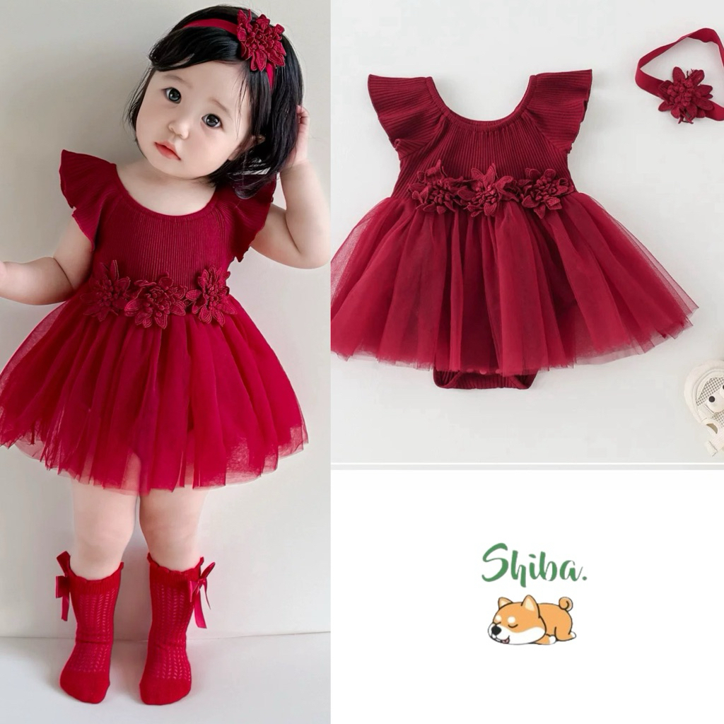 (1-9 BULAN) Dress Merah Imlek Natal Sincia Anak Bayi Baby  Perempuan | Jumper Merah Bayi Anak Bayi P