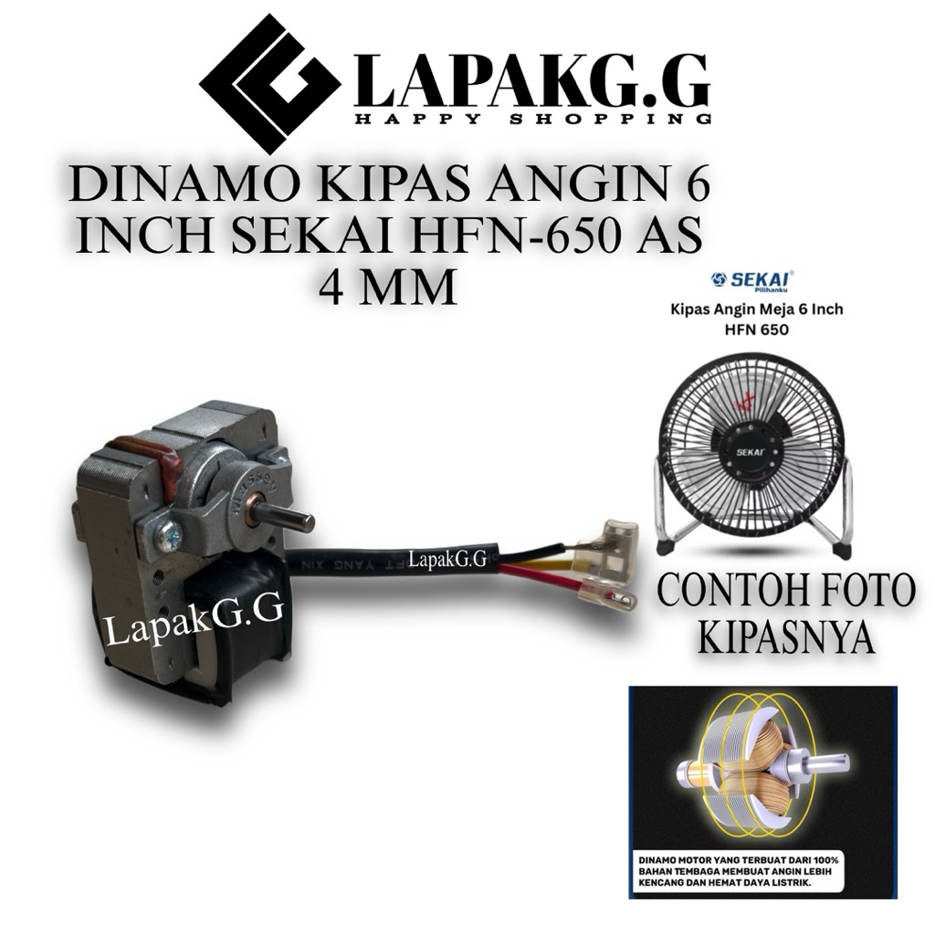DINAMO KIPAS ANGIN 6 INCH SEKAI HFN-650 AS  4 MM