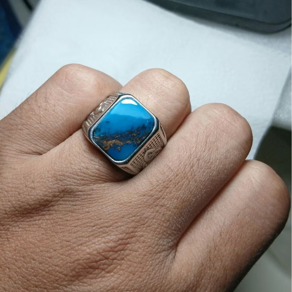 cincin batu bacan kembang kotak natural