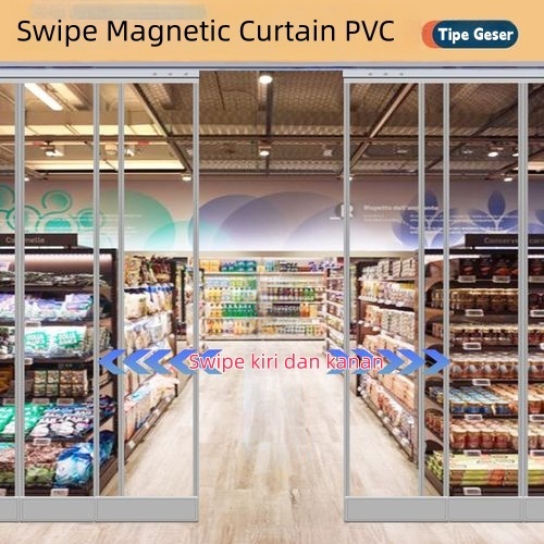 VCology -Tirai pintu magnetik dengan rel geser penahan angin dan menjaga hangat saat musim dingin, t