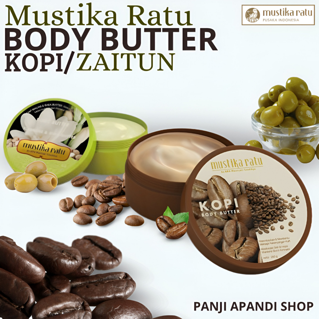 Mustika Ratu Body Butter 200gr Pelembab Tubuh Alami | Body Scrub | Lulur | Zaitun Papaya Kopi