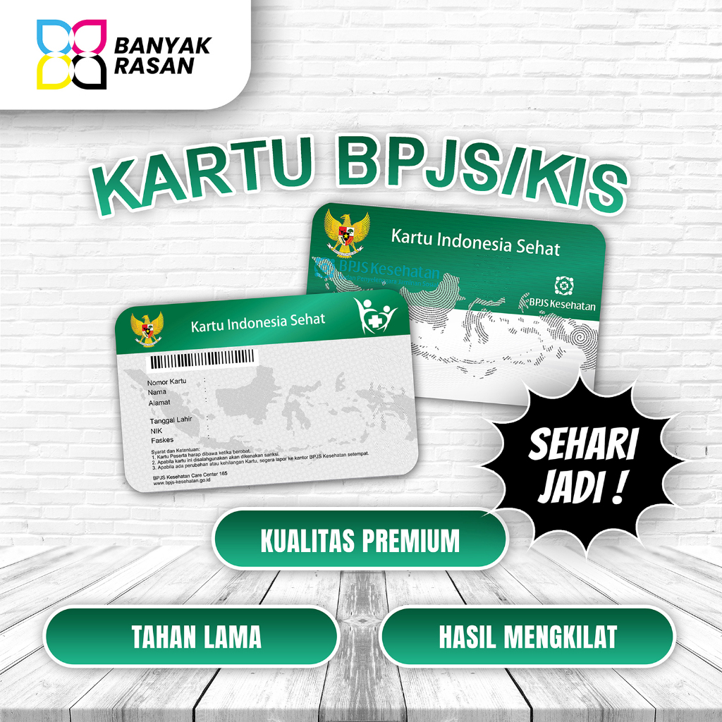 Cetak Kartu BPJS/KIS Bahan PVC ID Card | Tanpa Minimal Order | KARTU BPJS/KIS