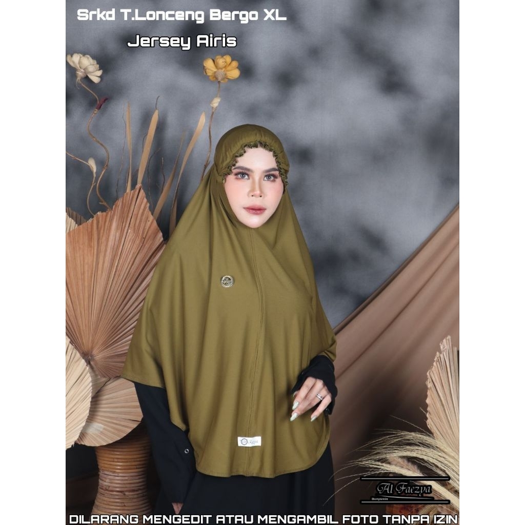 JILBAB INSTAN KERUT DAHI RENDA JUMBO size XL jersey airis by AL FAEZYA HIJAB Bunyamin