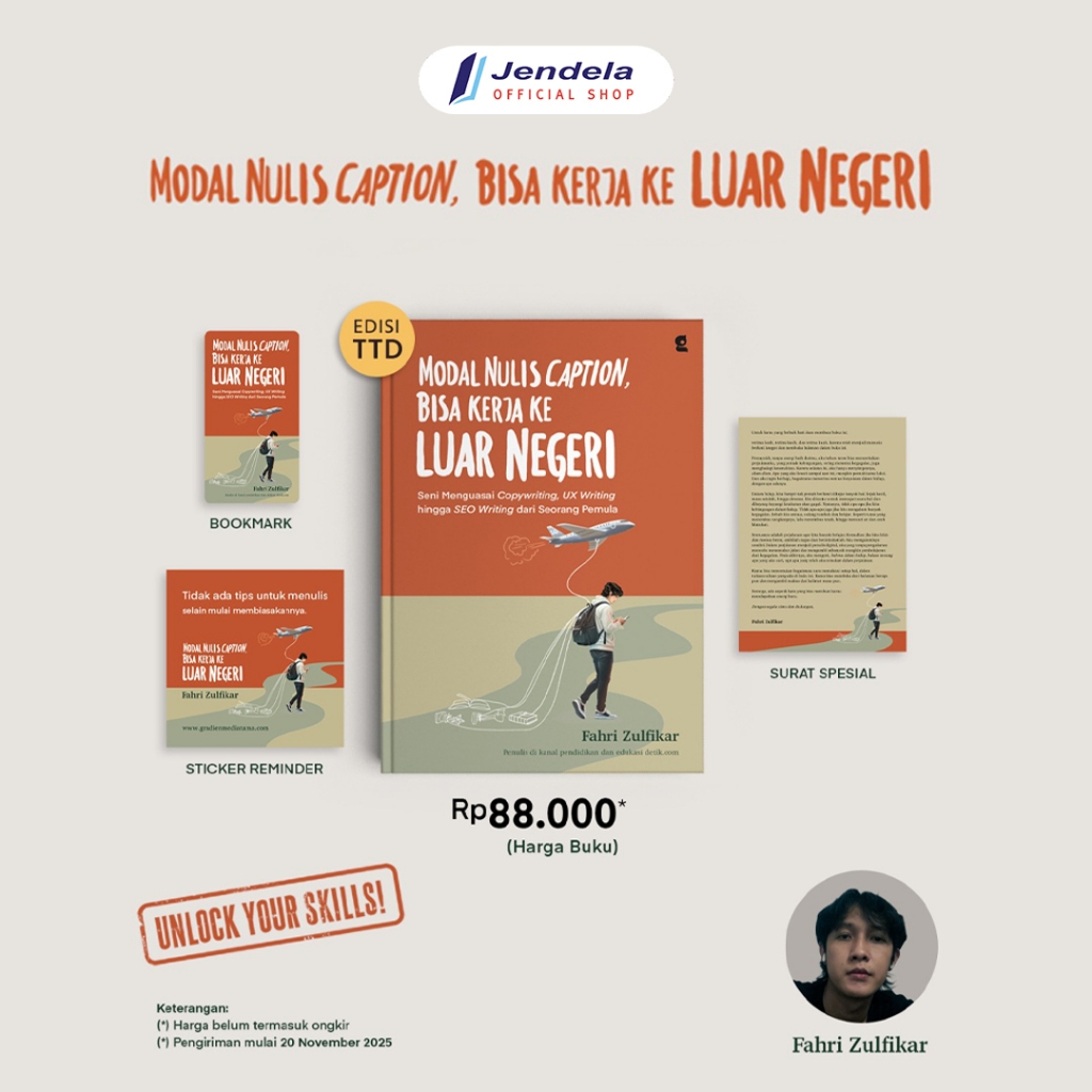 Buku Modal Nulis Caption Bisa Kerja Ke Luar Negeri Seni Menguasai Copywriting, UX Writing hingga SEO