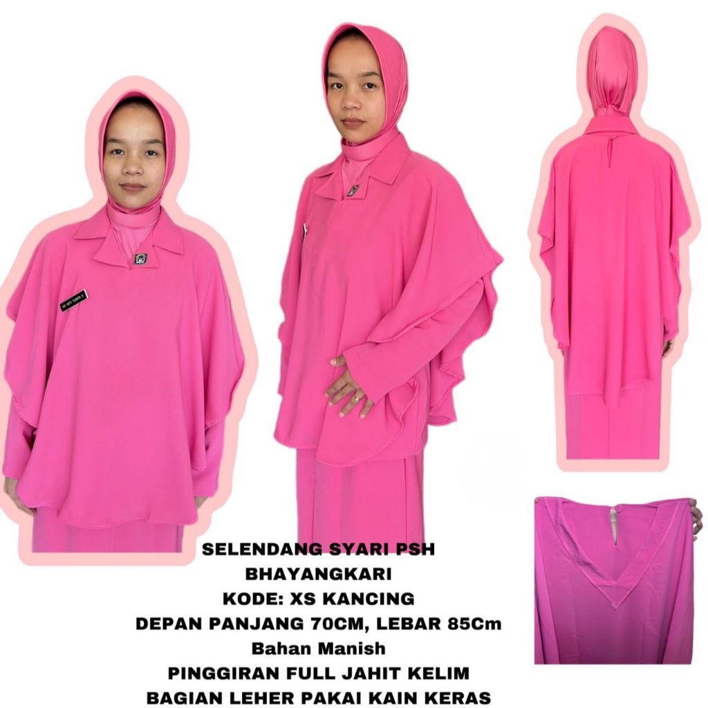 Selendang Syari PSH Bhayangkari Kancing Belakang