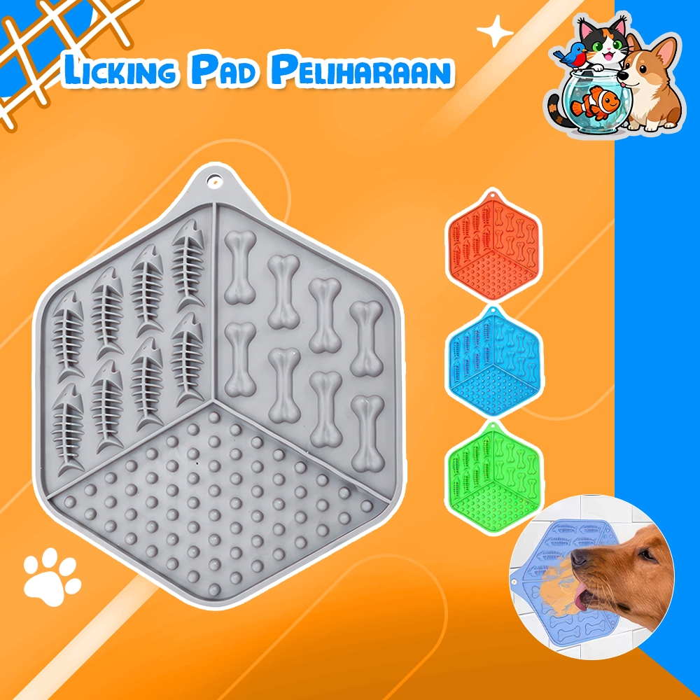 Lick Mat Silikon Hewan Slow Feeder Penenang Kucing & Anjing